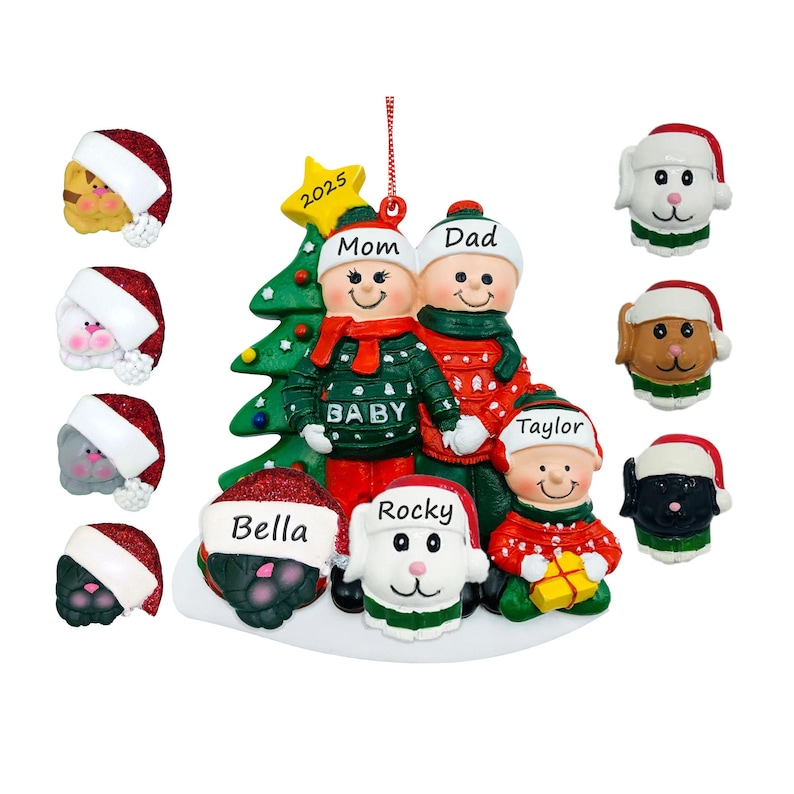 Expecting Family of 3 With Dog and Cat – Personalized Christmas ...