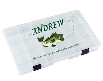 Personalized Fishing Tackle Box for Him, Father's Day Gifts, Fisherman Gifts, Transparent Storage Organizer Box