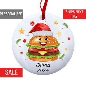 Hamburger Christmas Ornament – Personalized Cheeseburger Ornament