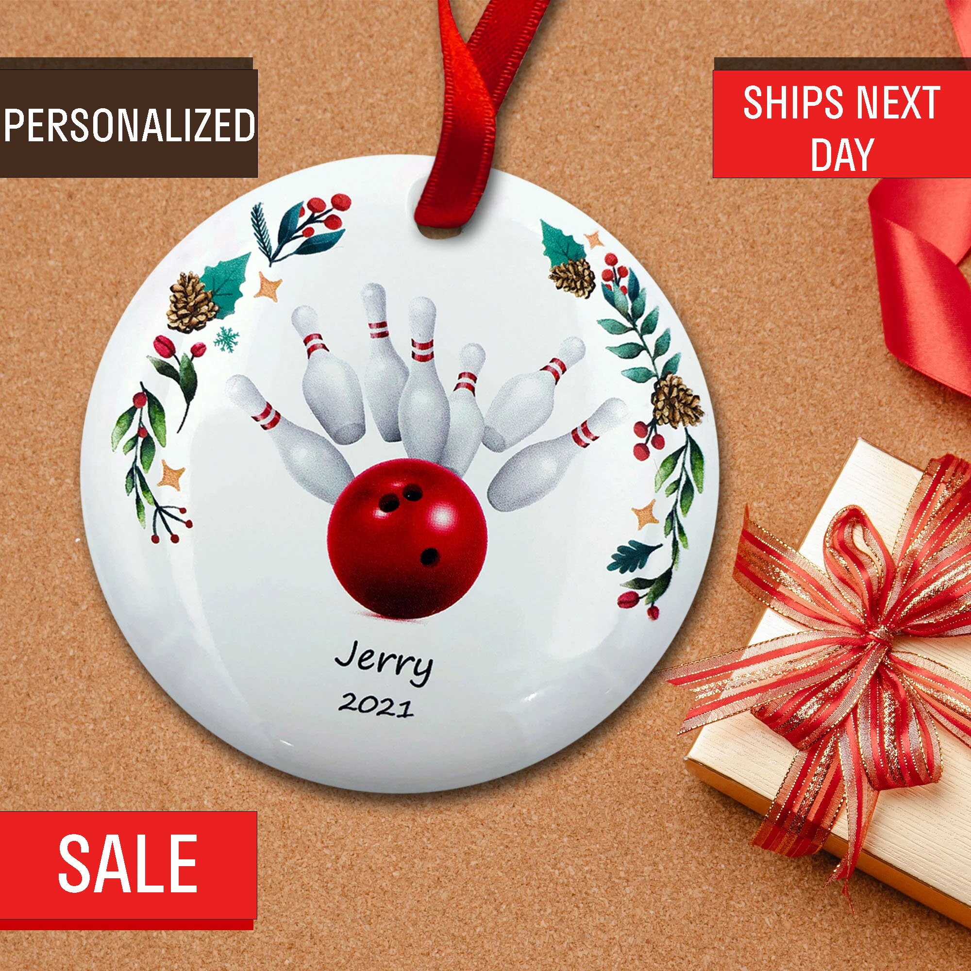 thumbnail image 2 of DECO BOWLING QUEEN Mini Wood Sign - USA-Made Ornament For League Bowlers 2 of 6