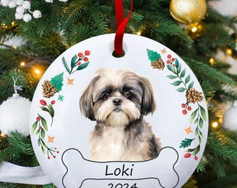 Shih Tzu Christmas Personalized Ornament Custom Dog Memorial