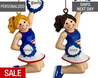 Cheerleader Girl Ornament Personalized Blonde Brunette Christmas