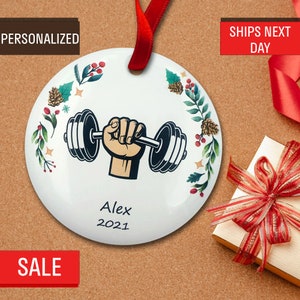 Weightlifter, Fitness Christmas Tree Ornament Personalized, Weightlifting, Powerlifting, CrossFit Fitness, Body Boulding, Dumbbell