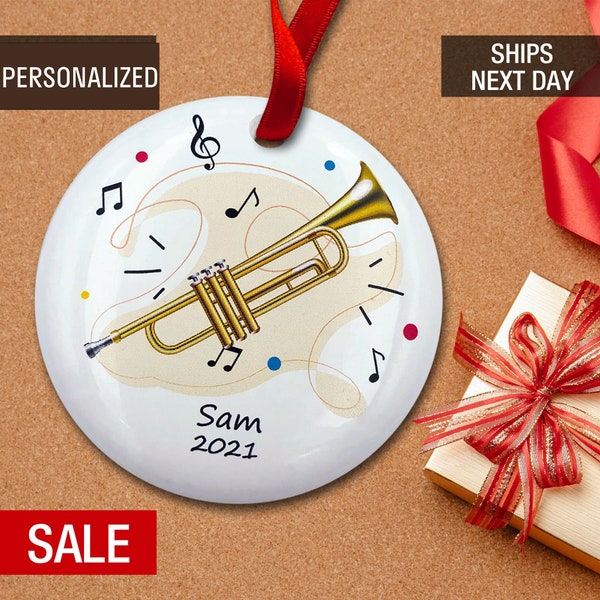 Trumpet Instrument Christmas Tree Ornament Personalized, Trumpet Player Ornament, Musical Instrument Gift