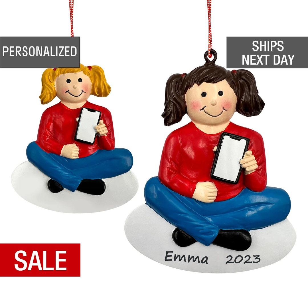 Girl With New Phone Christmas Ornament 2023, My New Phone Ornament