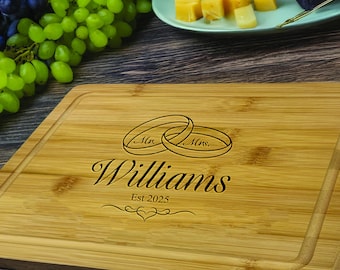 Engraved Wedding Cutting Board: Personalized Mr. & Mrs. Gift
