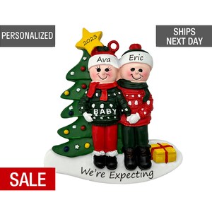 Pregnant Ornament 2025 Personalized : Expecting Couple Christmas Ornaments, New Parents