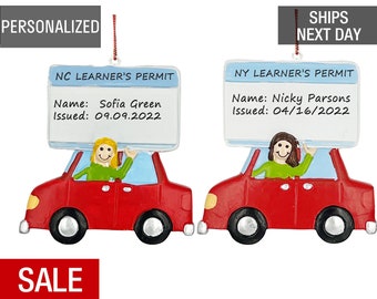 Learner’s Permit Christmas Ornament Personalized First Time Driving Watch Out World Gift