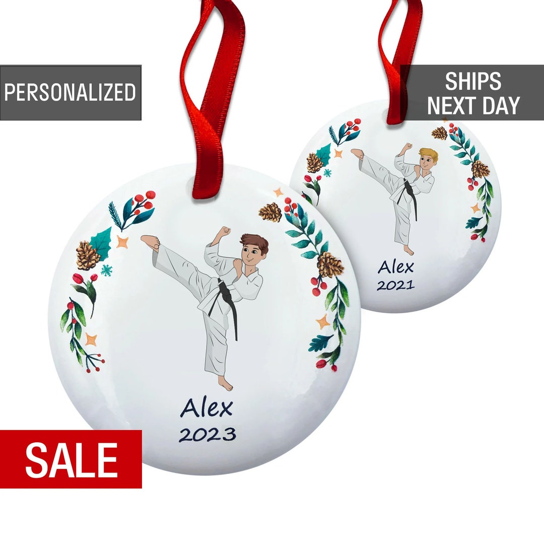 Karate Boy Christmas Ornament Personalized 2023, Male Martial Arts