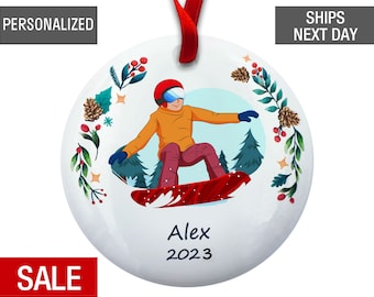 Snowboard Christmas Ornaments, Snowboard Trip Vacation, Winter Sports Personalized Ornament
