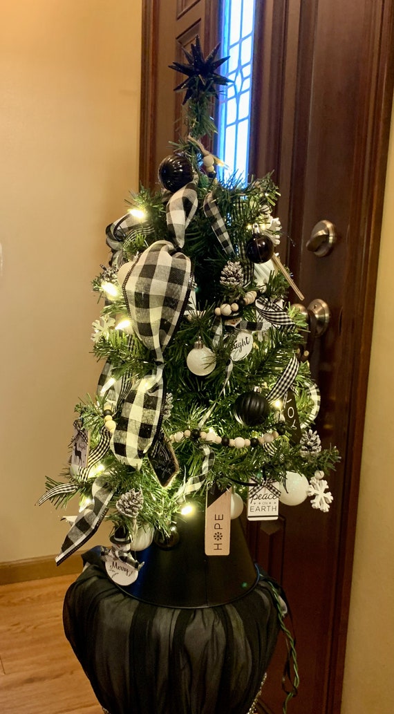 Tabletop Christmas Tree Farmhouse Decor Pre lit 2ft Pine Tree