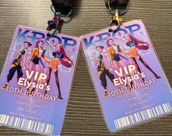 K-Pop Demon Hunter inspired lanyard invites.