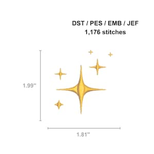 Sparkle stars cluster digital embroidery file dimensions
