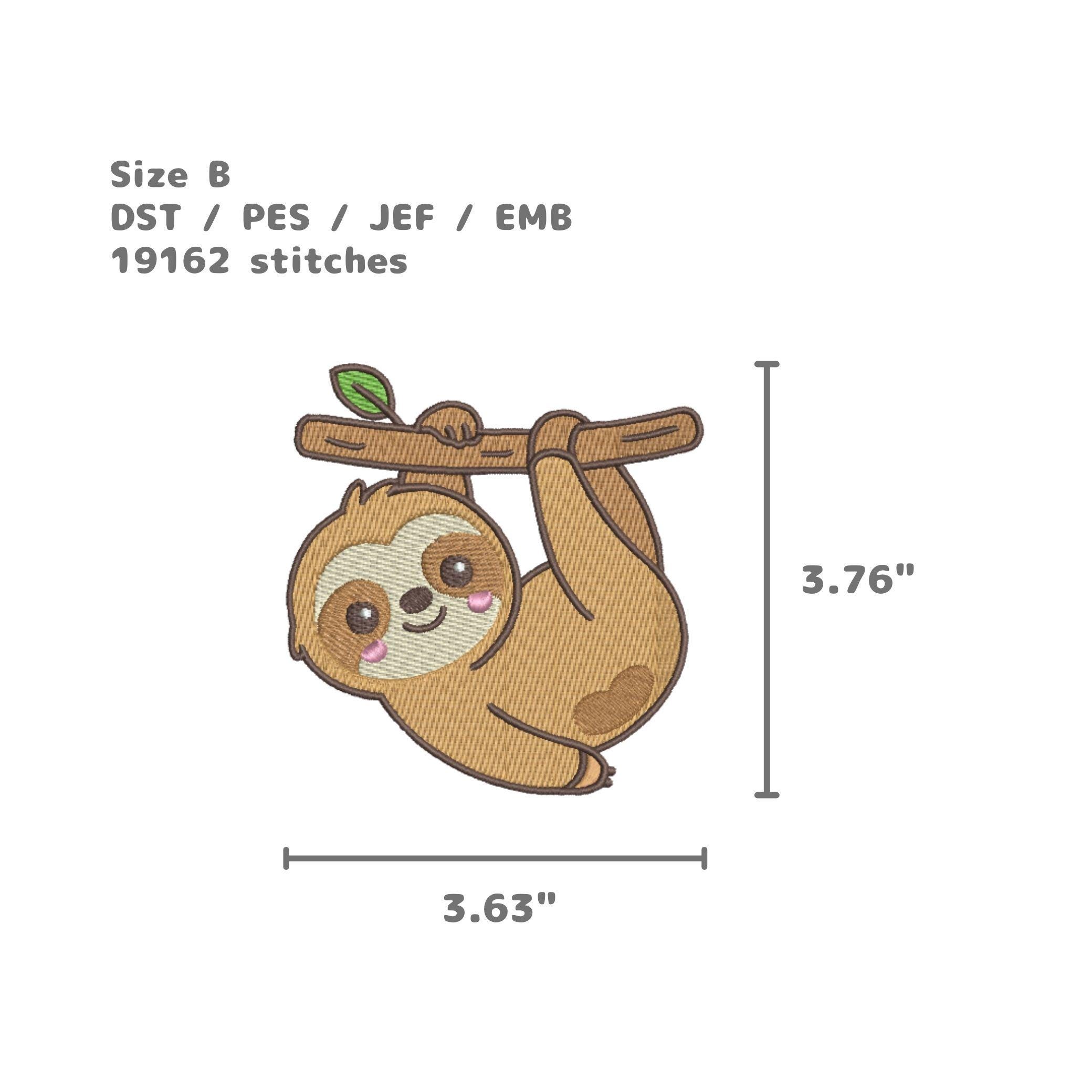 Baby Sloth Embroidery File Lazy Jungle Animal Design Dst Pes Jef Vp3 ...