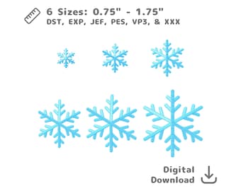 Mini Snowflake Embroidery Design: 6 Sizes, Winter Accents (dst pes jef vp3 exp xxx)