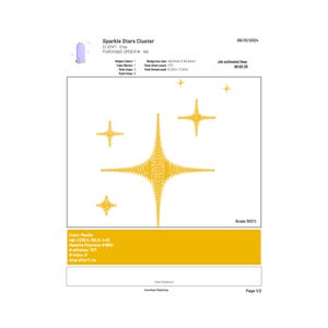 Sparkle stars cluster digital embroidery file stitch plan preview