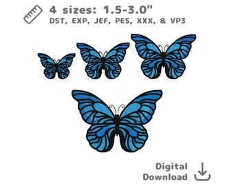 Blue Butterfly Set Embroidery Machine File dst pes jef exp vp3 xxx