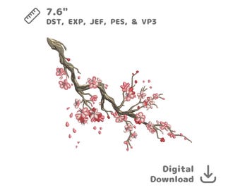 Cherry Blossom Branch Embroidery Design: Sakura Floral (Digital Download)