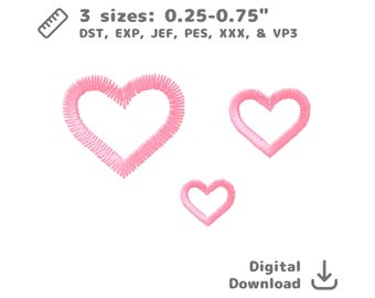 Mini Heart Outline Embroidery Design Set Small Machine File dst pes jef exp vp3