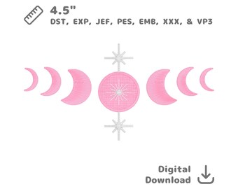 Moon Phases Magic Star Embroidery File dst pes emb jef exp xxx vp3