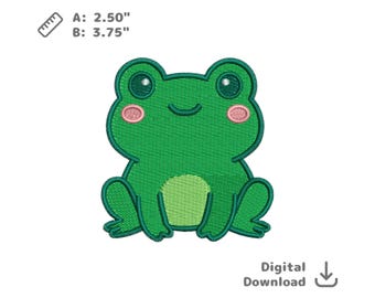 Kawaii Frog Embroidery Design – Baby Clothes Applique (Digital Download
