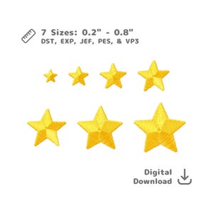 Mini Star Embroidery File 7 Sizes dst pes jef vp3 emb