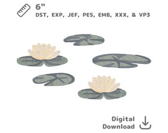 Lotus Flower Lily Pad Embroidery File Set (Digital Download)