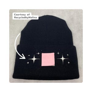 Sparkle Stars Embroidery File Stitched out on a beanie
