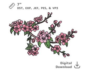 Cherry Blossom Branch Embroidery File Japan Sakura Flower Design dst pes jef vp3 emb