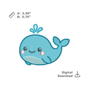 Smiling Whale Embroidery File Ocean Deep Sea Baby Animal Design dst pes jef vp3 emb
