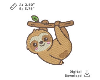 Baby Sloth Embroidery File Lazy Jungle Animal Design dst pes jef vp3 emb