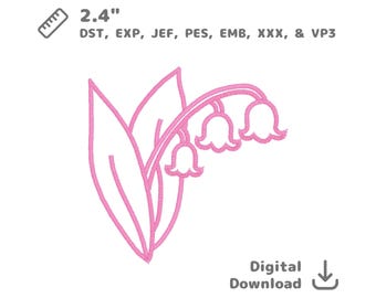 Lily of the Valley Flower Outline Machine Embroidery File dst pes jef vp3 exp