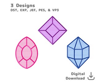 Gemstone Embroidery File Set Magic Jewel Design dst exp pes jef vp3