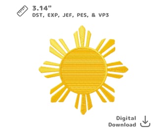 Filipino Sun Embroidery Design Philippine Symbol Machine File dst pes jef exp vp3