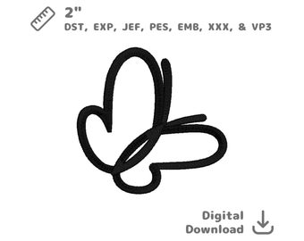 Butterfly Outline Embroidery File Minimal Insect Design dst pes jef exp xxx vp3