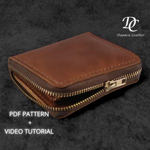 Patrón para cartera pequeña de piel con cremallera-plantilla de cartera de mujer con videotutorial-pdf de cartera doble de piel-pdf en carta y a4