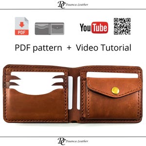 Modello PDF per portafoglio in pelle bifold / 6 scomparti per carte + tasca per contanti + portamonete / Modello fai da te per portafoglio da uomo / Download immediato / Miglior regalo