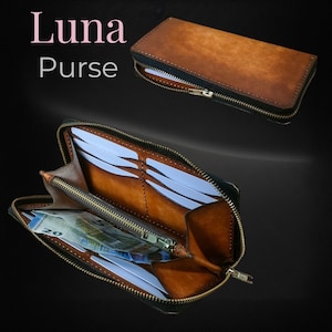 Leather Wallet PDF Pattern: Long Zipper Clutch Sewing Tutorial (Digital Download)