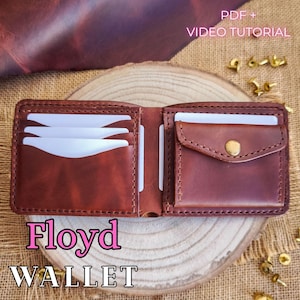Patrón de billetera plegable de cuero (PDF): 6 ranuras para tarjetas, bolsillo para efectivo y monedero (descarga digital)