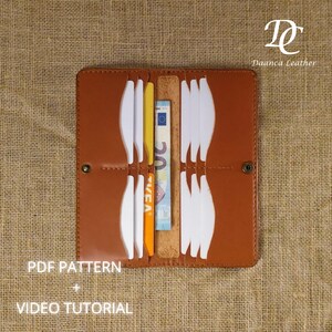 Plantilla de billetera en pdf, A4 y carta - Patrón de billetera de cuero para hombre con videotutorial paso a paso - Molde de billetera multiranura DIY - para él