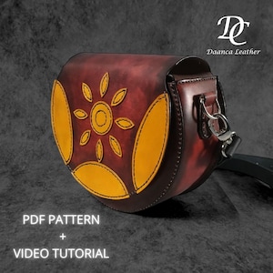 Patrón de bolso de piel para mujer en pdf, A4 y carta - Plantilla de bolso de piel para mujer - Patrón fácil con marcas de puntada - Plantilla de bolso redondo