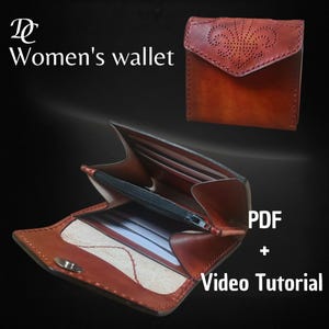 Cartera pequeña de piel para mujer con imagen de flor Lis - Patrón de cartera de mujer - Patrón en pdf en A4 y carta de una cartera de mujer - para ella