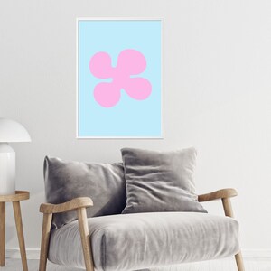 Funky Poster Print | Abstrakte rosa & blaue Blume | Digitaler Download | Wanddeko | 18x24