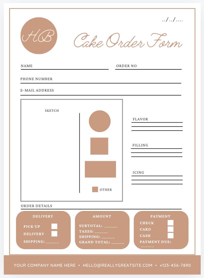 Customizable Bakery Business Suite Design Shop Order Forms Business ...