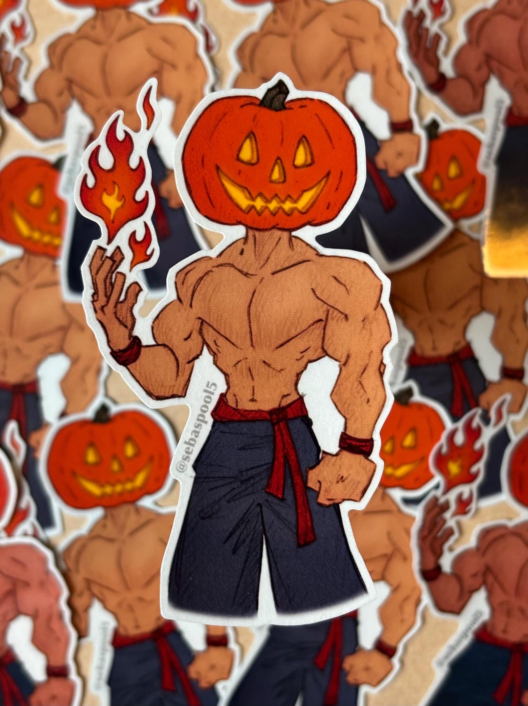 Pumpkin Head Warrior Waterproof Sticker - Etsy
