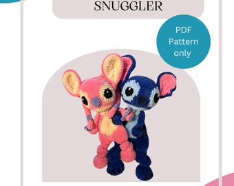 BLUE/PINK Alien SNUGGLER crochet pattern / alien / fantasy / dog / anime / cartoon / lovely / lovey / cuddle / baby / amigurumi / crochet pattern