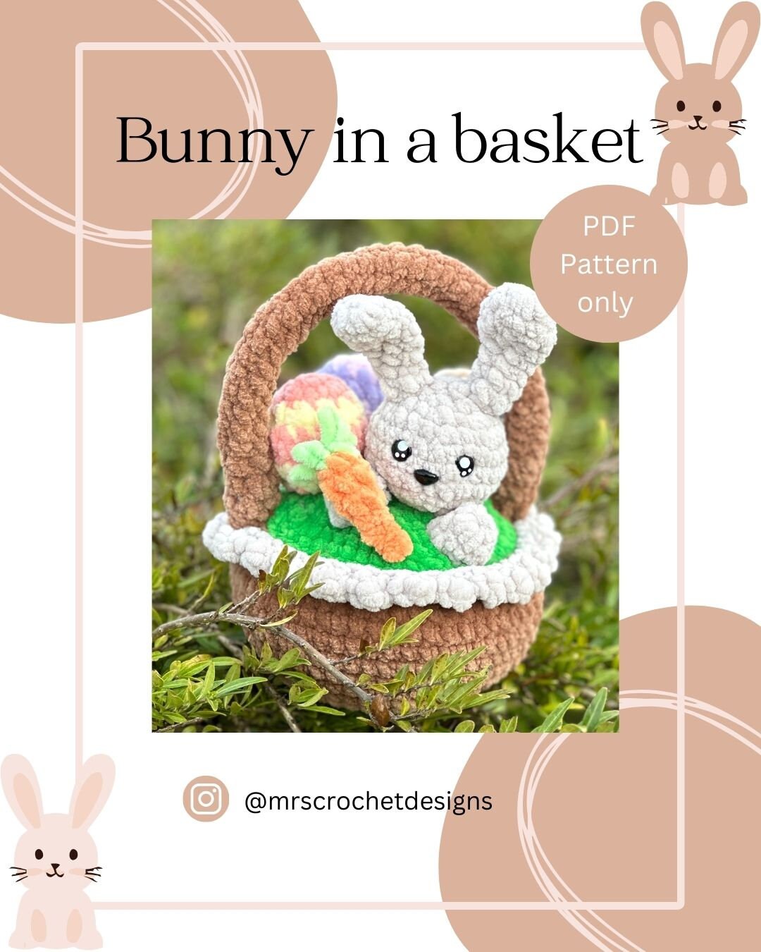 Easter Bunny in a Basket Crochet Pattern / Easter Basket / Bunny ...