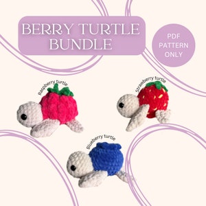 Paquete de tortuga BERRY 3 en 1 patrón de crochet / tortuga de frutas / tortuga de comida / patrón de tortuga de postre / patrón amigurumi / patrón de ganchillo