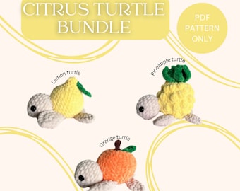 CITRUS Schildkröten Bundle 3 in 1 Häkelanleitung /fruit turtle / Essen Schildkröte /Dessert turtle  Pattern / Amigurumi Pattern/Häkelmuster