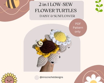 FLOWER turtle crochet pattern / flowerturtle / sunflowers / daisy turtle /Sunflower/Daisy Pattern/ Amigurumi/Crochet pattern
